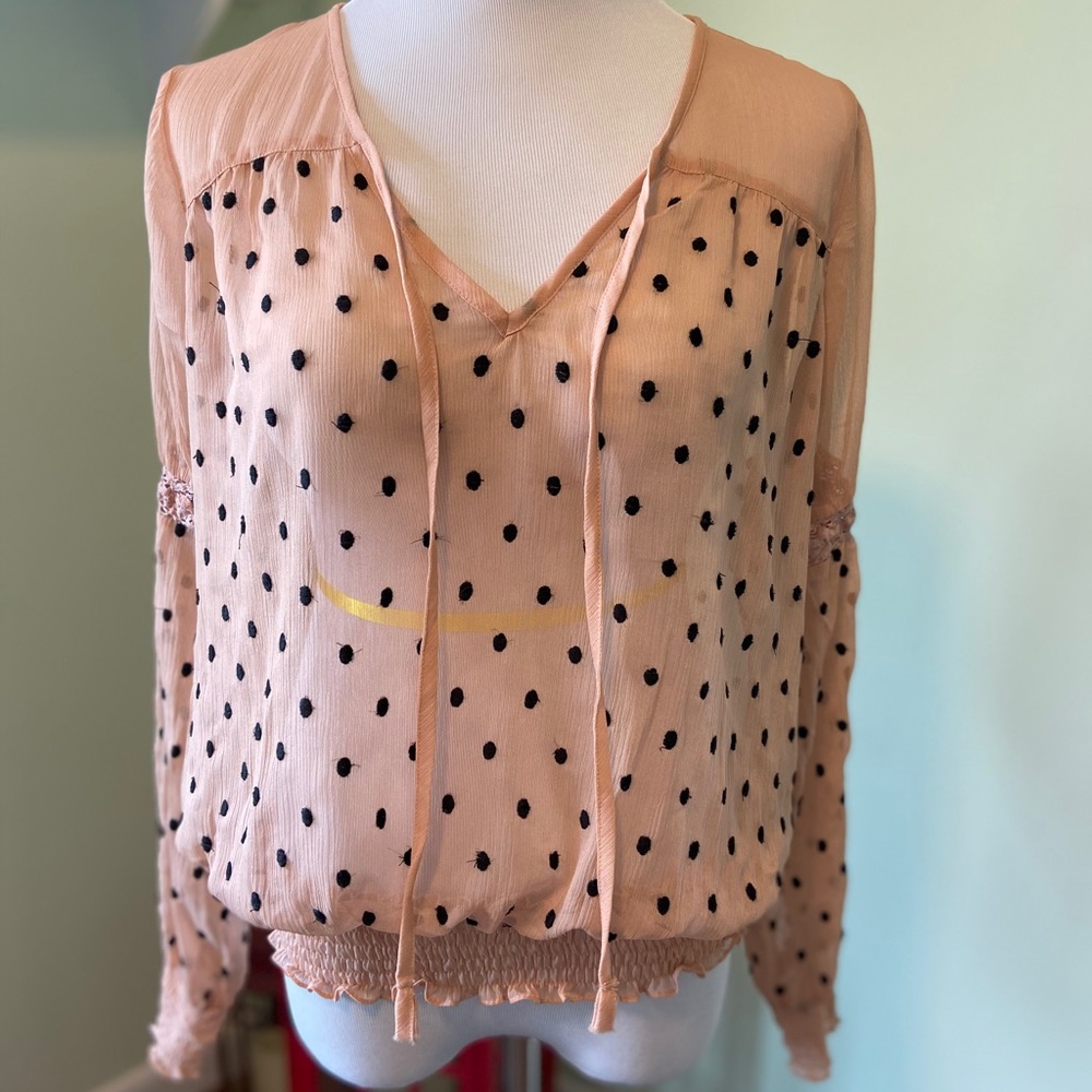 Free People Pink Blush Polkadot top Large
